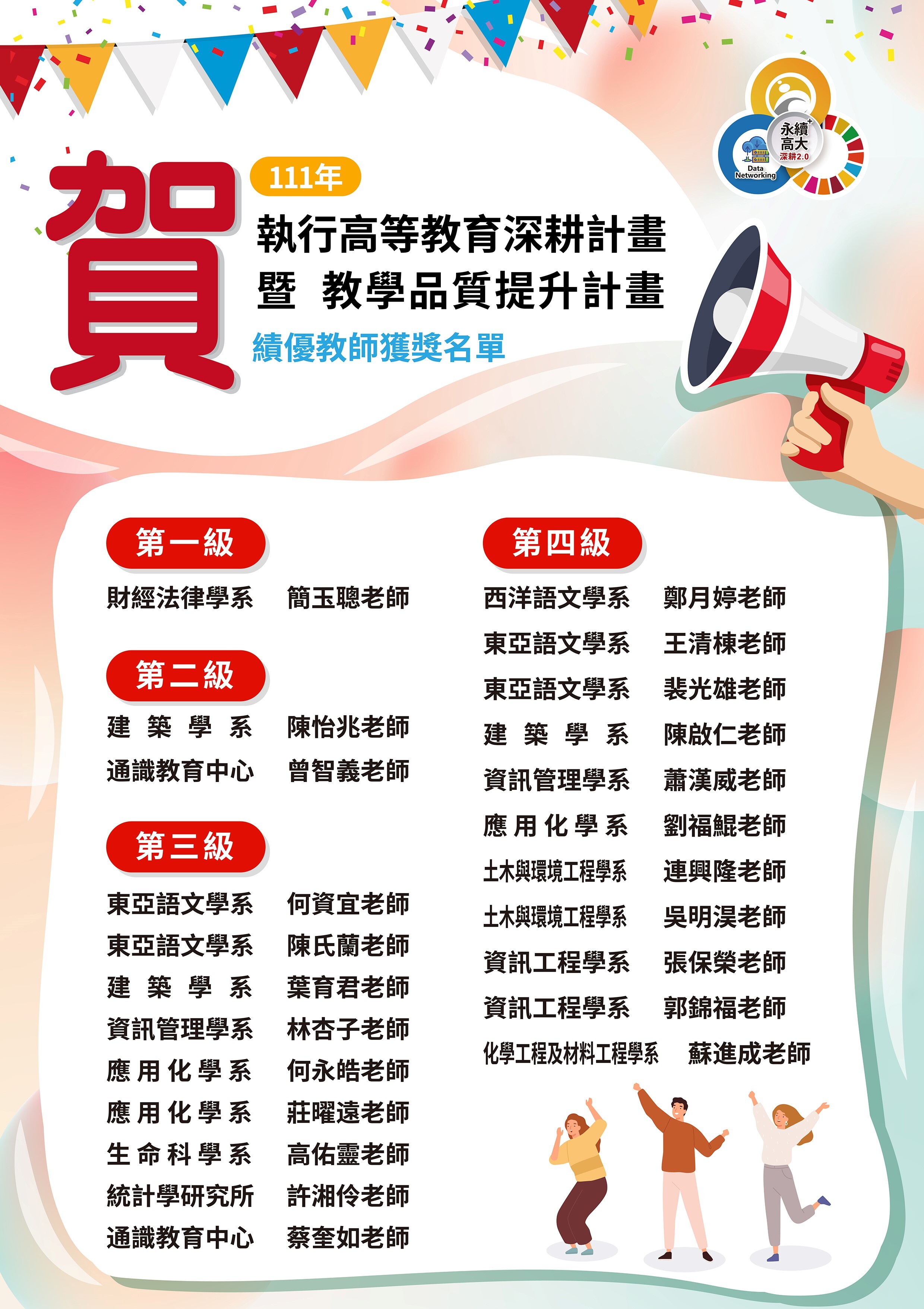 績優教師獲獎名單